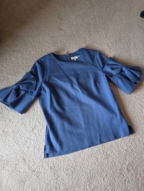 Ted Baker Slate Blue Bow Sleeve Blouse